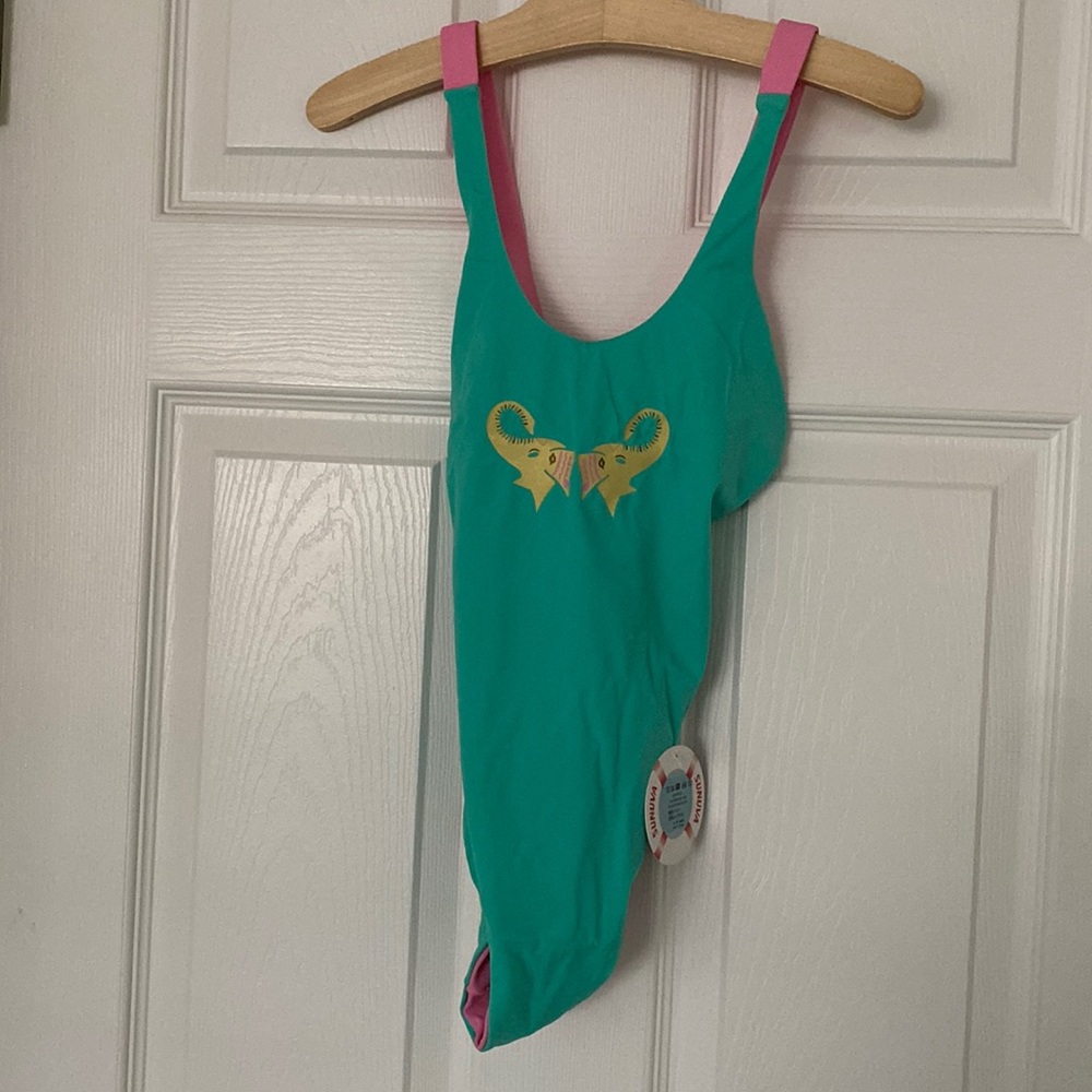 SUNUVA Reversible PINK GREEN Swimsuit🩱Girls 9-10 New